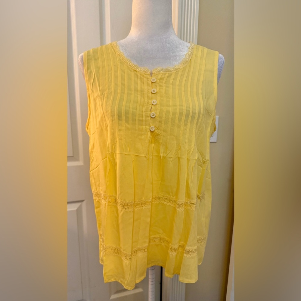NWT Hope Horizon Yellow Sleeveless Blouse, Sz L
